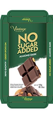 VINTAGE LUXURY Vintage Luxury No Sugar Added Delicious Chocolate Bar 100gm (Almond Dark)