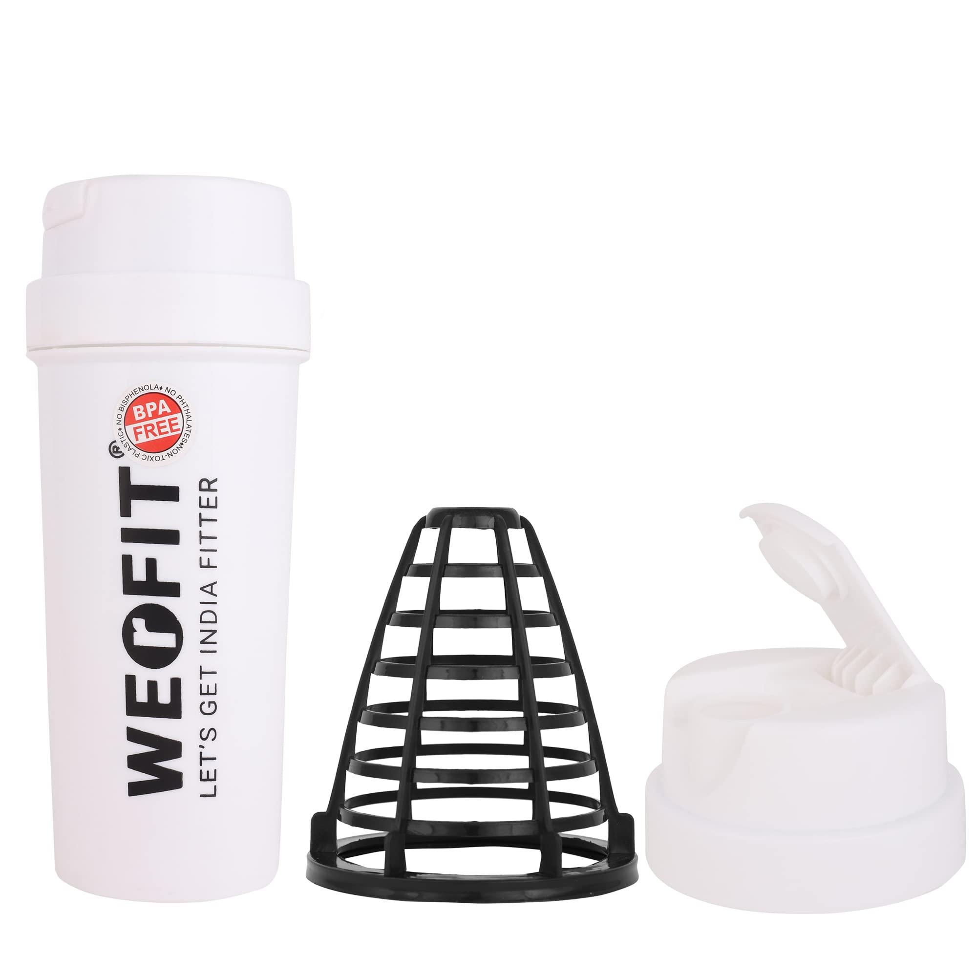 WERFIT WERFIT Shaker Bottle 600ml, Shaker Bottles For Protein Shake, Leakproof, Sipper Bottle, Pre Workout And BCAAs & Water BPA Free Material-White