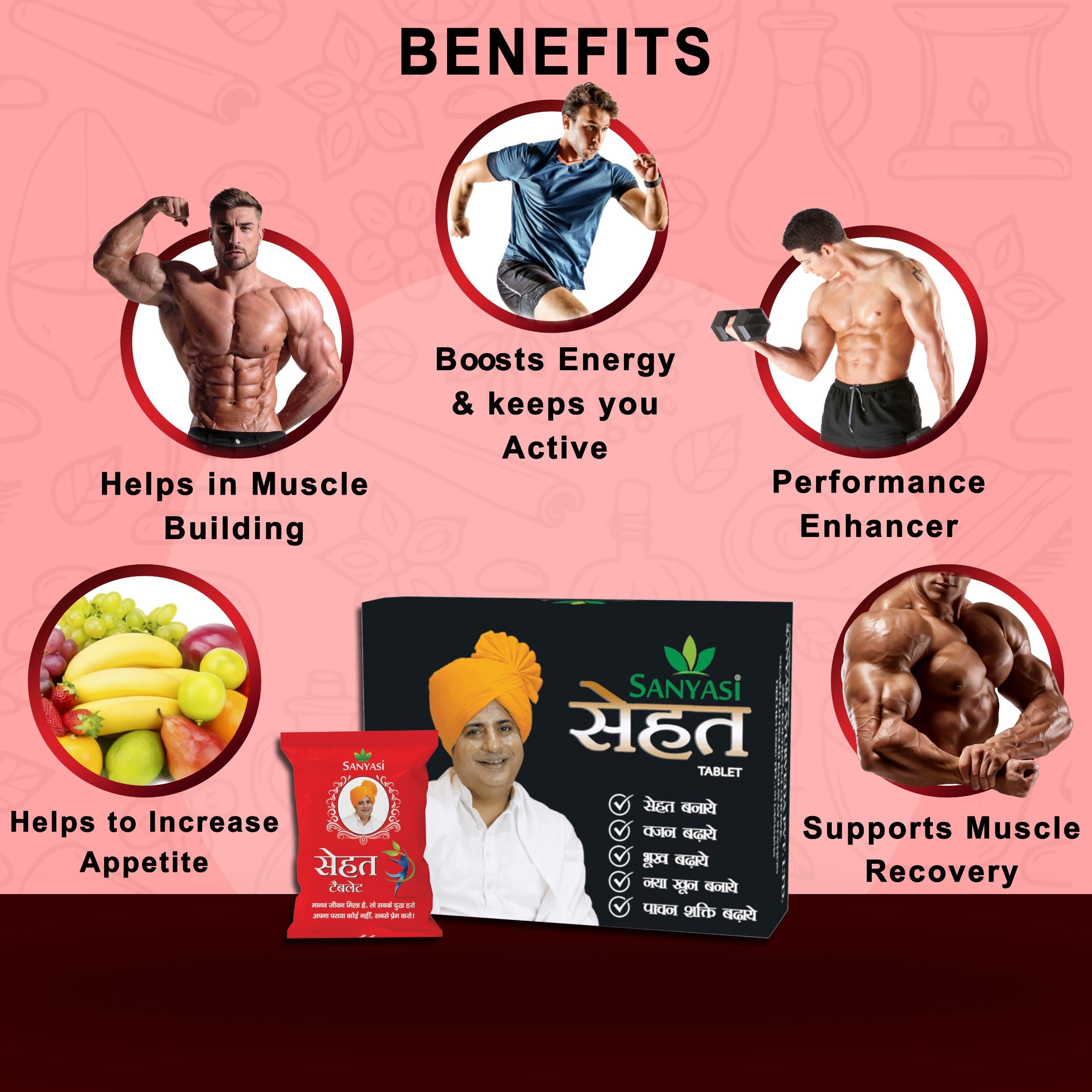 Sanyasi Sanyasi Sehat Tablet - Ayurvedic Medicine For Weight gain, Mass Gain for Men and Women