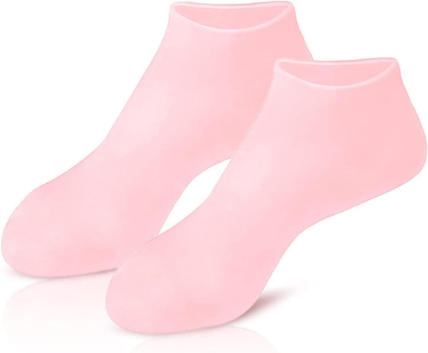 FLIXIFY FLIXIFY Traxito Silicon Heel Socks Heel For Crack Spa Gel Socks For Women & Men,Feet Protector Crack Heel Repair Socks With Moisturizing Natural Oil & Vitamin E Repair Dry Cracked (1 Pair, Pink)