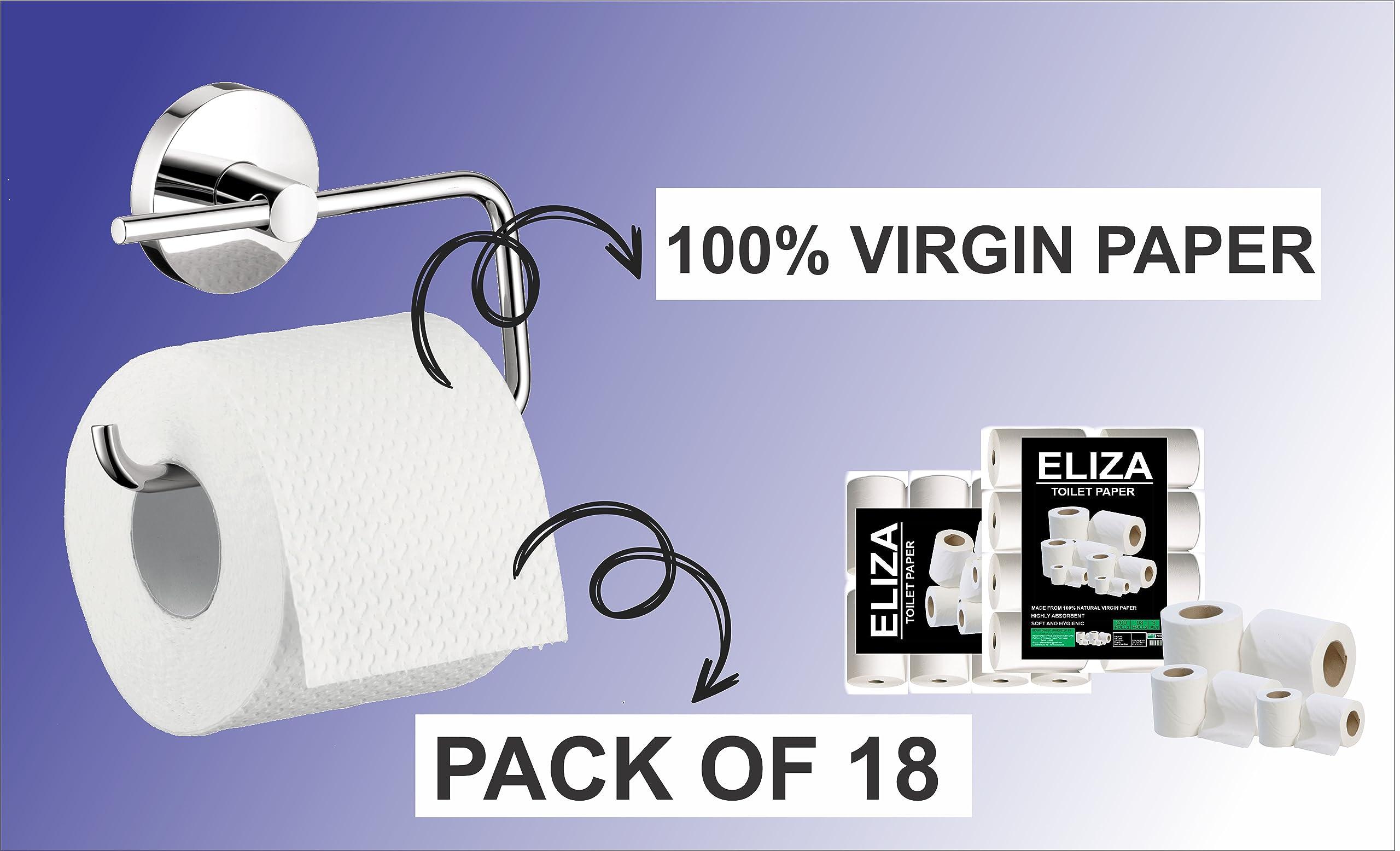 ELIZA Eliza Toilet Roll 3 Ply Pack of 18 (200 Pulls Each) Disposable Paper (Toilet Paper/Toilet Roll/Tissue) Roll - 9.8 x 10 cm Pack of 18 Toilet Tissue Rolls (18x200) Pulls (3600)