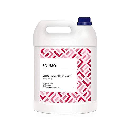 Amazon Brand - Solimo Amazon Brand - Solimo Germ-Protect Handwash Liquid, Refreshing Rose, 5L & 3 Ply Toilet Paper/Tissue Roll - 12 Rolls (160 Pulls Per Roll) & Cotton Ear Buds with Paper Stem - 200 Sticks (Pack of 2)
