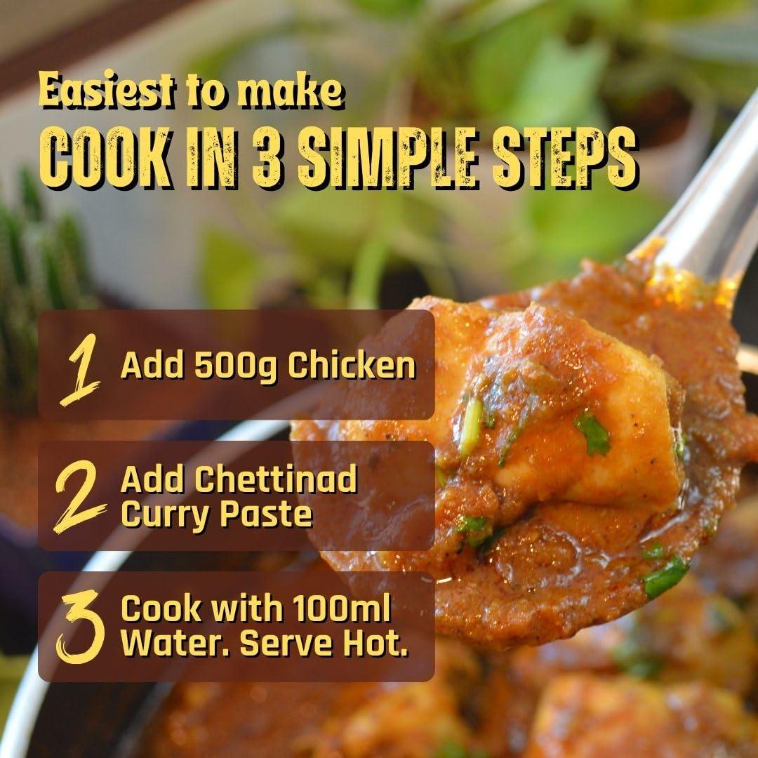 currychief CurryChief Chettinad Curry Paste | Pack of 2 | Just add Chicken and Water | 100% Veg | Chicken Masala | Cook in 10 Minutes | For 500g Chicken |100% Natural | Zero Preservatives | Net Weight 275g | Serves 3-4