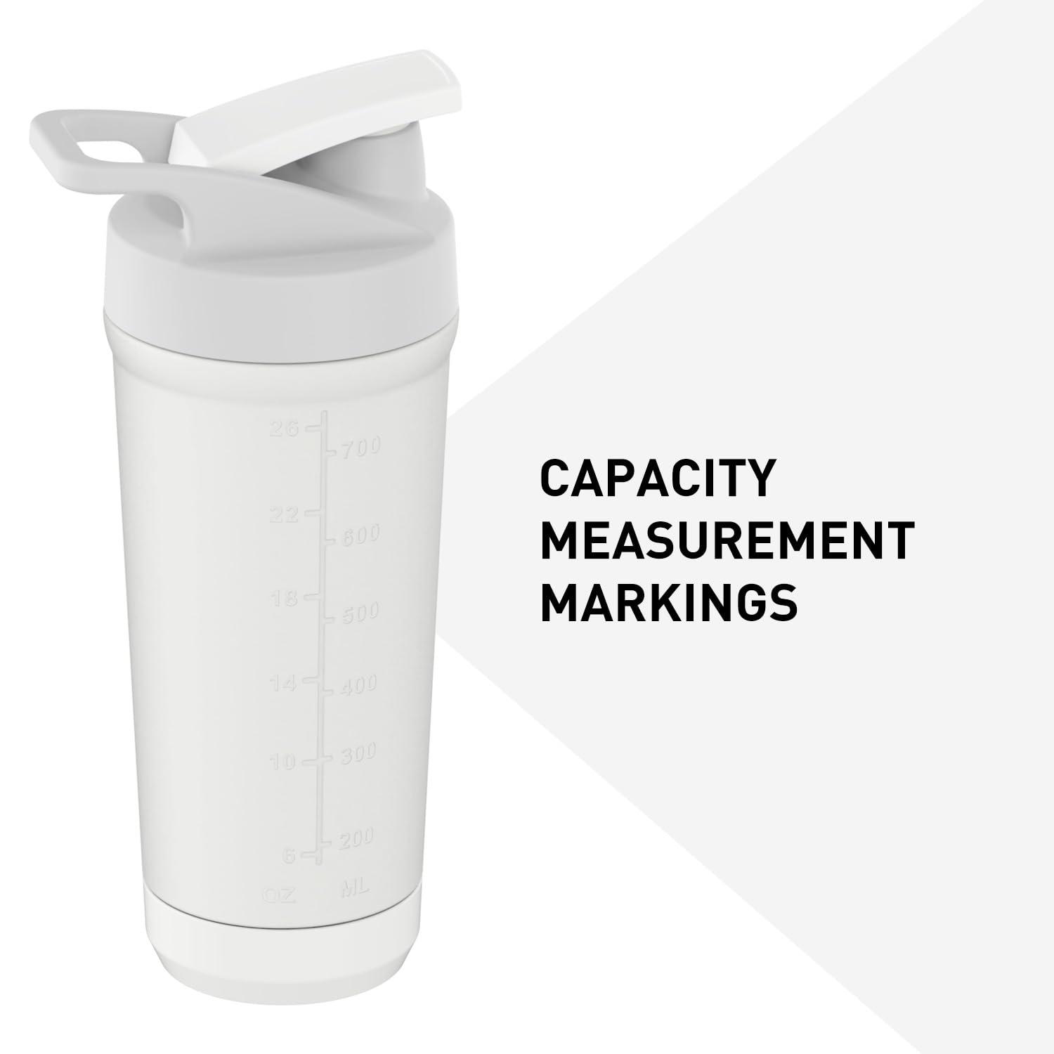 MuscleBlaze MuscleBlaze Steel Pro Shaker 700 ml with Steel Whisk, Leakproof Gym Shaker Bottle for Supplements, Pristine White