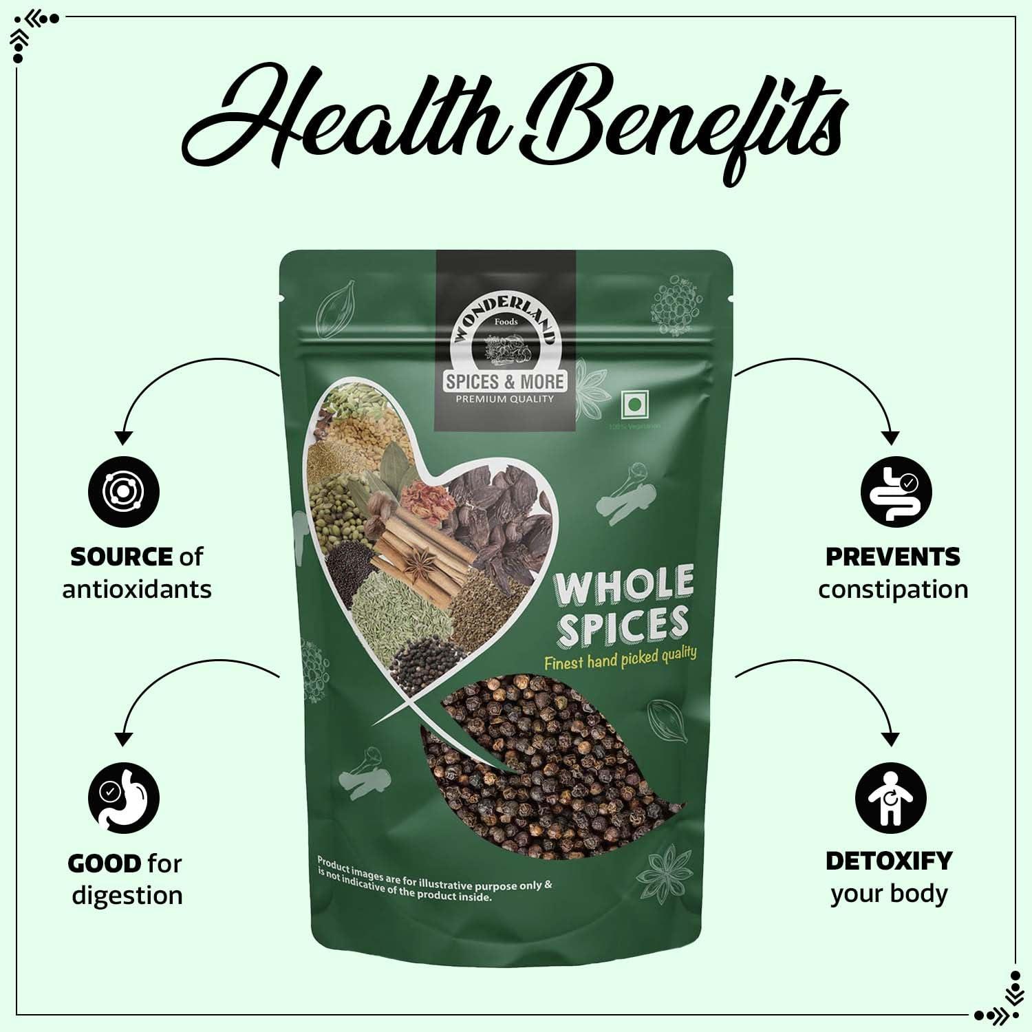 WONDERLAND FOODS (DEVICE) WONDERLAND FOODS Whole Spices Black Pepper Kali Mirch (250g)