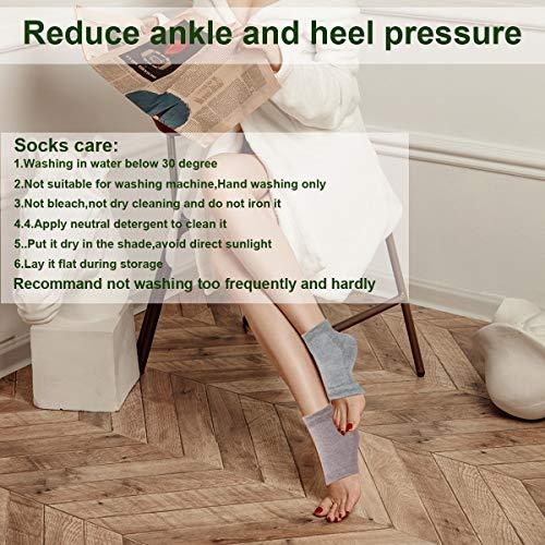 Exptolii Exptolii Vented Moisturizing Gel Heel Sock, 1 Pair Toeless Spa Sock For Foot Care Treatment, Cracked Heels, Dry Feet, Foot Calluses (Gray)