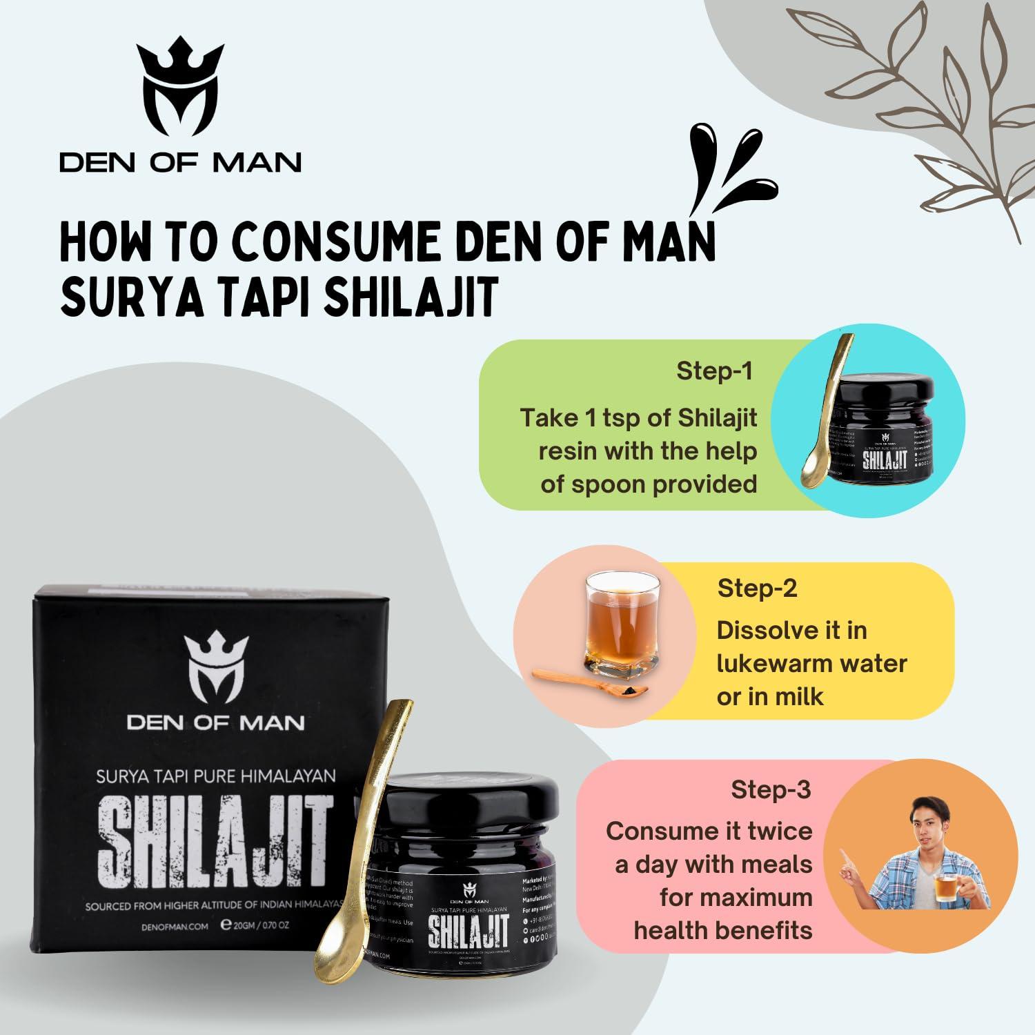 Den of Man Den of Man Sun Dried Himalayan Shilajit Resin For Stamina & Energy, Rich in Fulvic Acid, 20gm