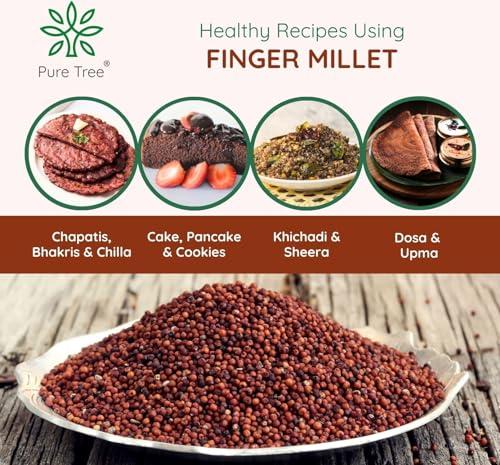 Pure Tree Pure Tree Certified Organic Ragi Whole | 1900 g | Finger Millet | Nachni | Nagli | Ragi Millet Gluten-Free | Bavto | Red Finger Millet | Ragi Whole Grain