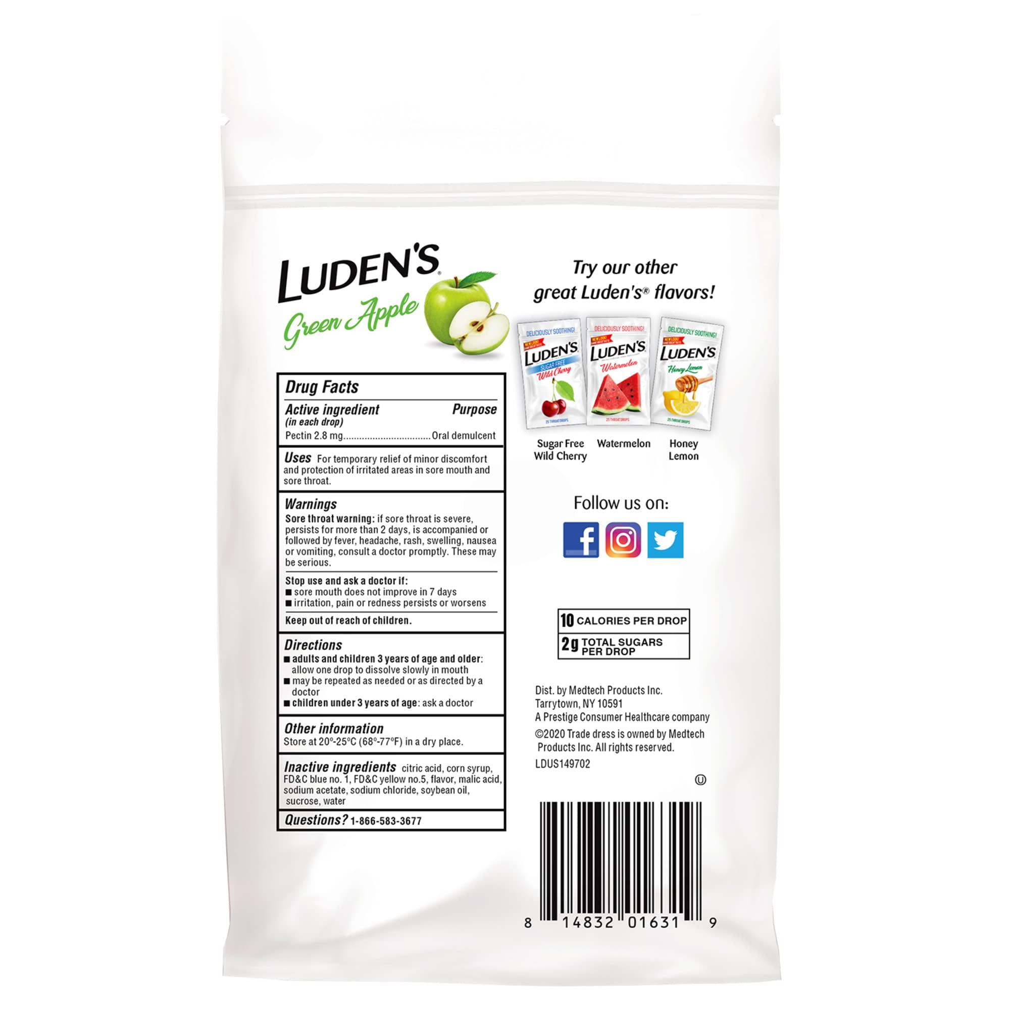 Ludens Luden\'s Green Apple Throat s | Deliciously Soothing | 25 s | 1 Bag