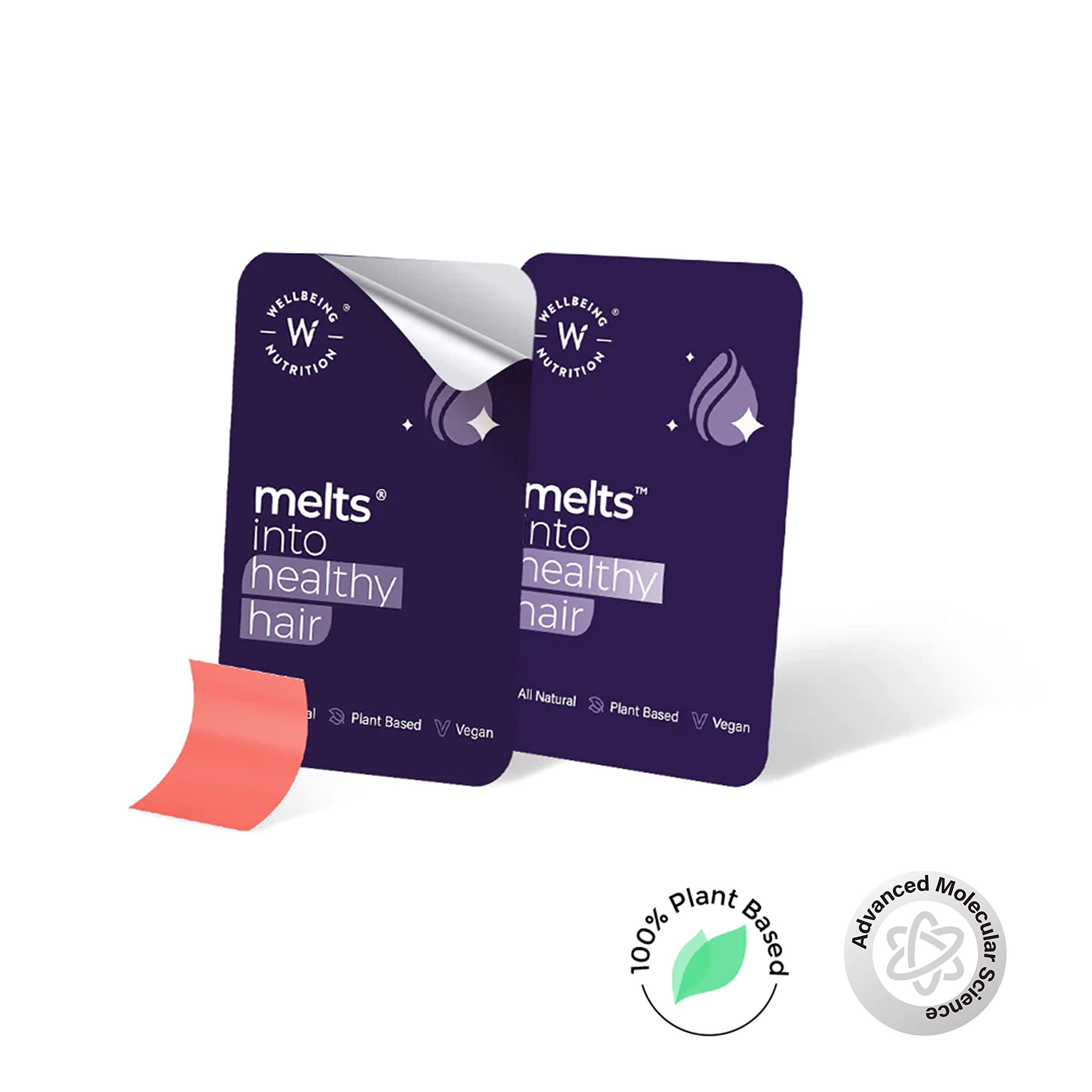 WELLBEING NUTRITION Wellbeing Nutrition Melts Healthy Hair | Plant Based Biotin, Zinc, Bamboo Extract, Folic acid for Hair Nourishment, Strength and Thickness (60 Oral Strips)