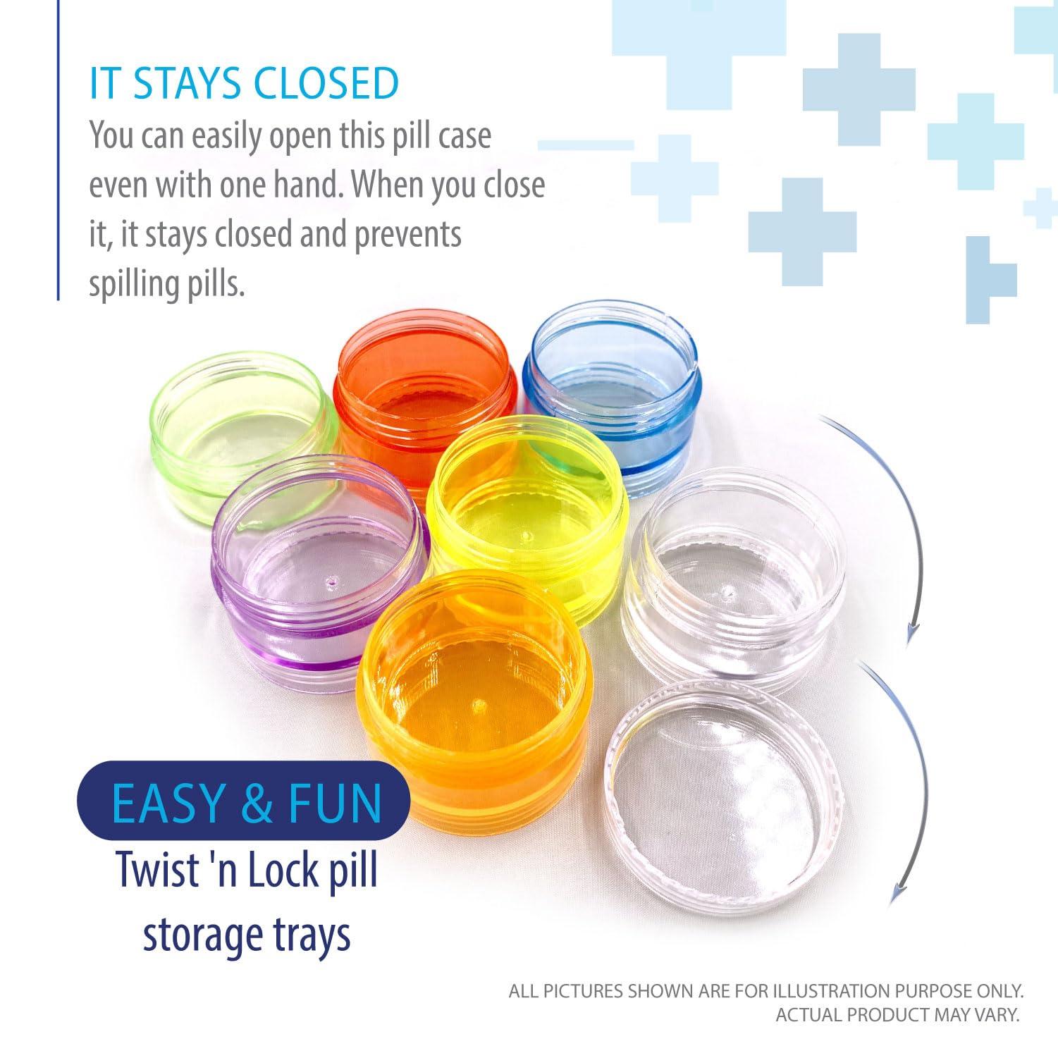 Deke Home 2 Pack Rainbow 7 Day Stackable Pill Organizer case Tower Box Medicine Planner Small case (Seven Day Weekly Travel Container) Medication, Vitamin Holder Organizer Pillbox Dispenser. Daily Organizers