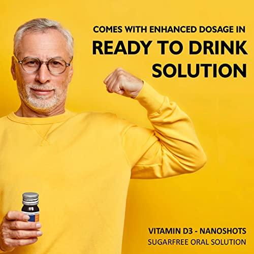 Nuvox Healthcare TOPUP D3 – Ready to Drink Vitamin D3 (Cholecalciferol, 60000 IU) | Nano Shots for Immunity, Healthy Bones & Strong Muscles | Sugar Free Nano Shots | Pack of 4 shots of 5 ml each