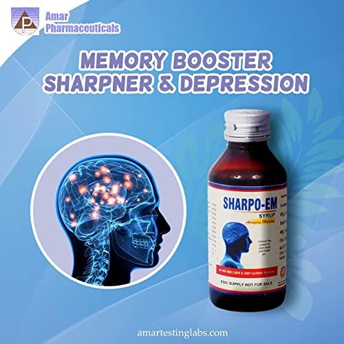 Amar Pharmaceuticals & Labs (India) Pvt. Ltd. Sharpo-Em Syrup 100 ml Combo pack of 2 | Amar Pharma Ayurvedic Medicine Sharpo-Em Syrup | Ayurvedic Medicine to Boost memory, Sharpen mind functions | Pack of 100ml Pack of 2