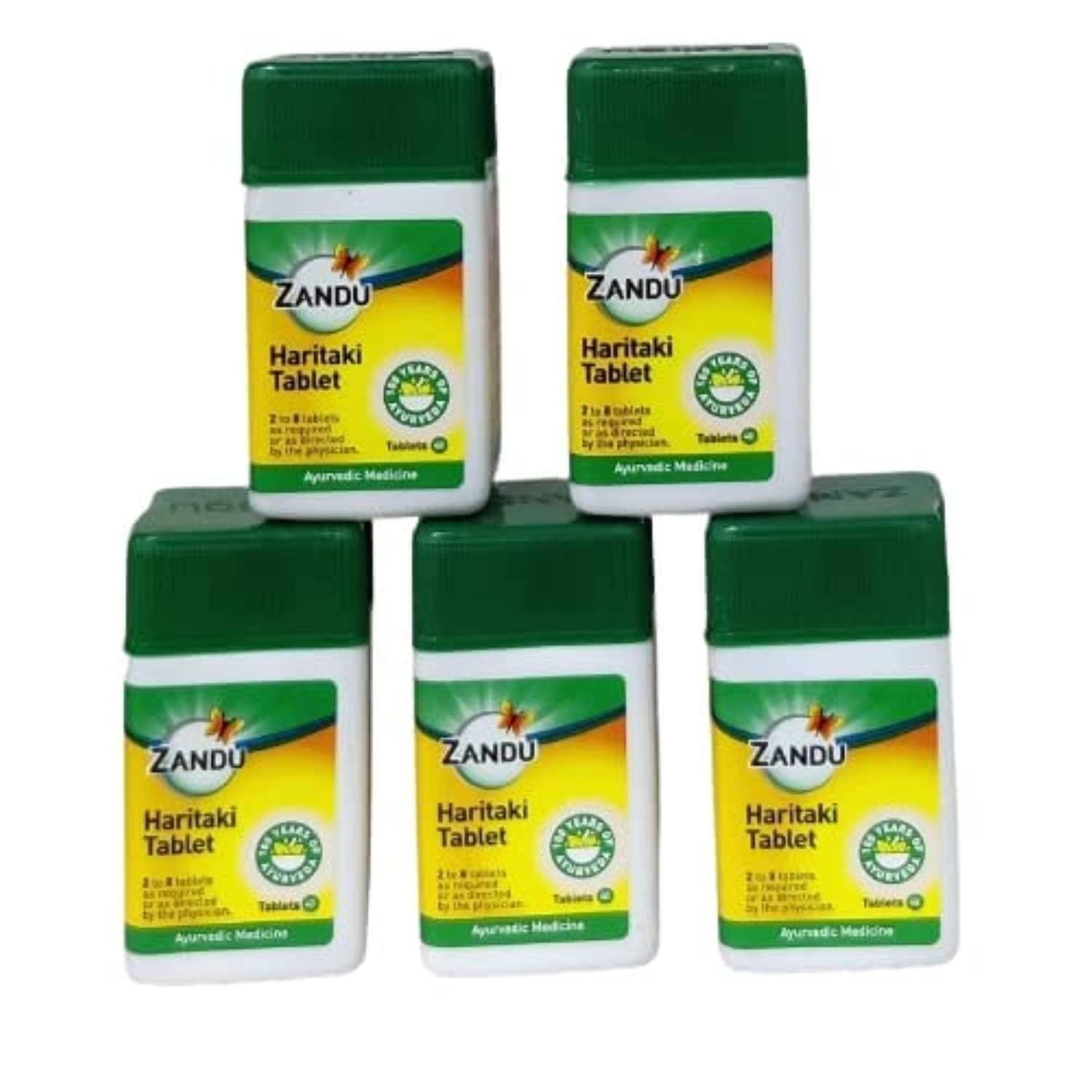 Zandu Zandu Haritaki(harde) Tablet 40(Pack of 5) Free malshuddhi sample