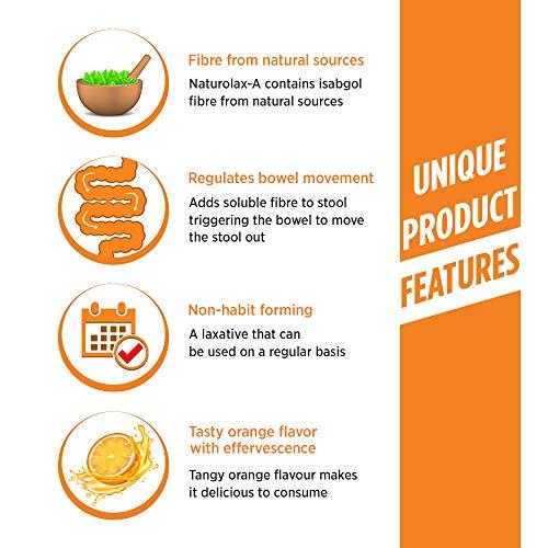 Naturolax Naturolax-A Isabgol Husk Powder, Effective for constipation, Orange Flavour, Ayurvedic formula, Non-habit forming, High Effervescence, 110 gms