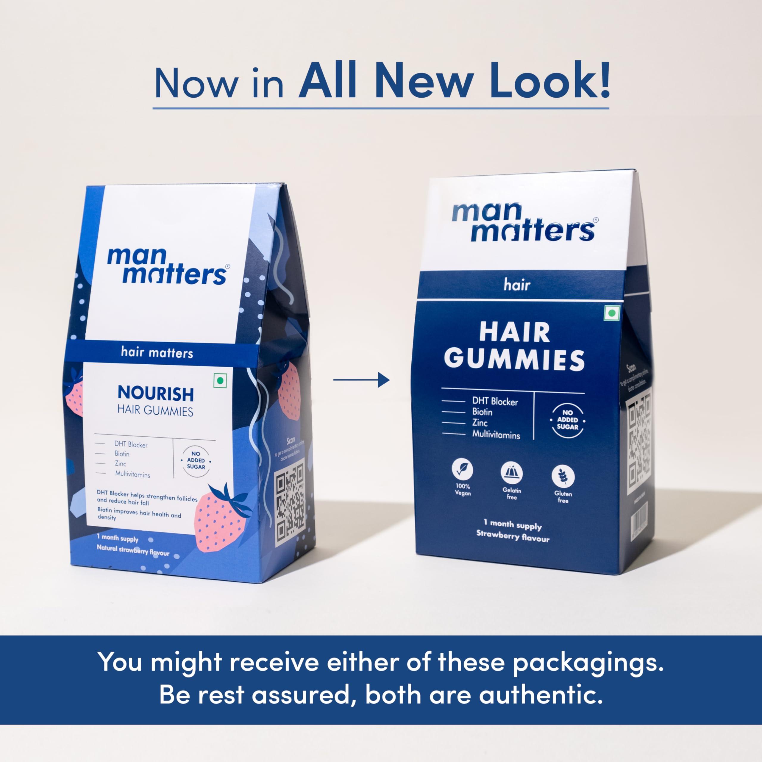 Man Matters Man Matters Biotin Hair Gummies (30N) | No Added Sugar | With Biotin, DHT Blockers, Vitamin A, C, E, Zinc & Fibre | For Healthy & Strong Hair | Strawberry Flavour | 100% Vegan & Gut Friendly