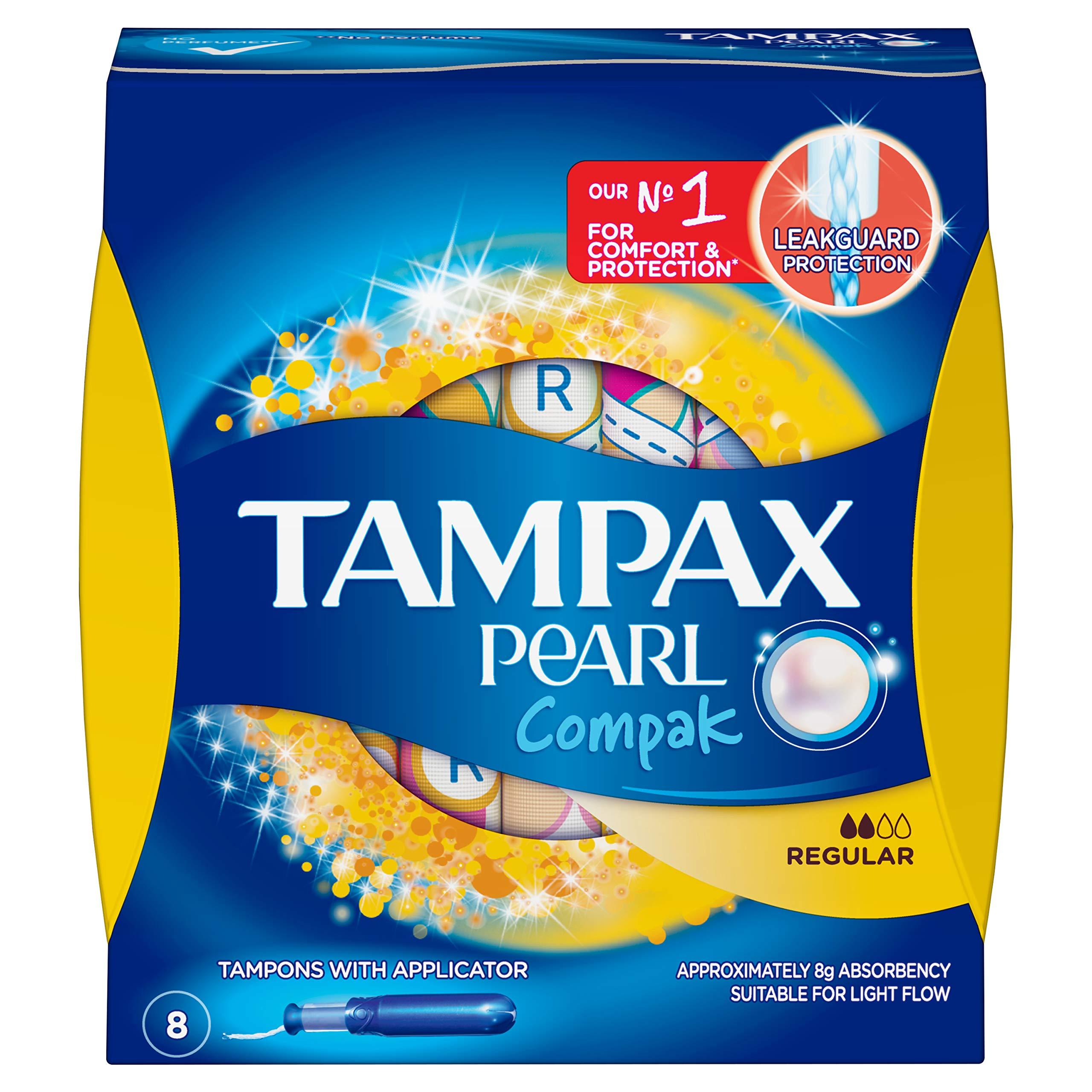 Tampax Tampax Pearl Compak Tampons Regular, Light, 8 Count