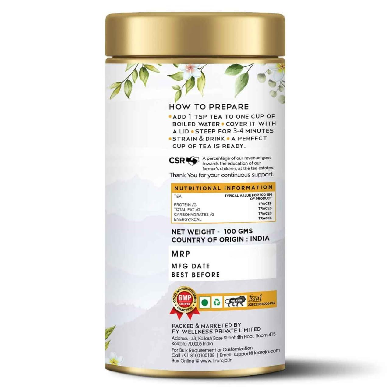 TeaRaja Tearaja Lopchu Golden Orange Pekoe Darjeeling Leaf Tea, 100g