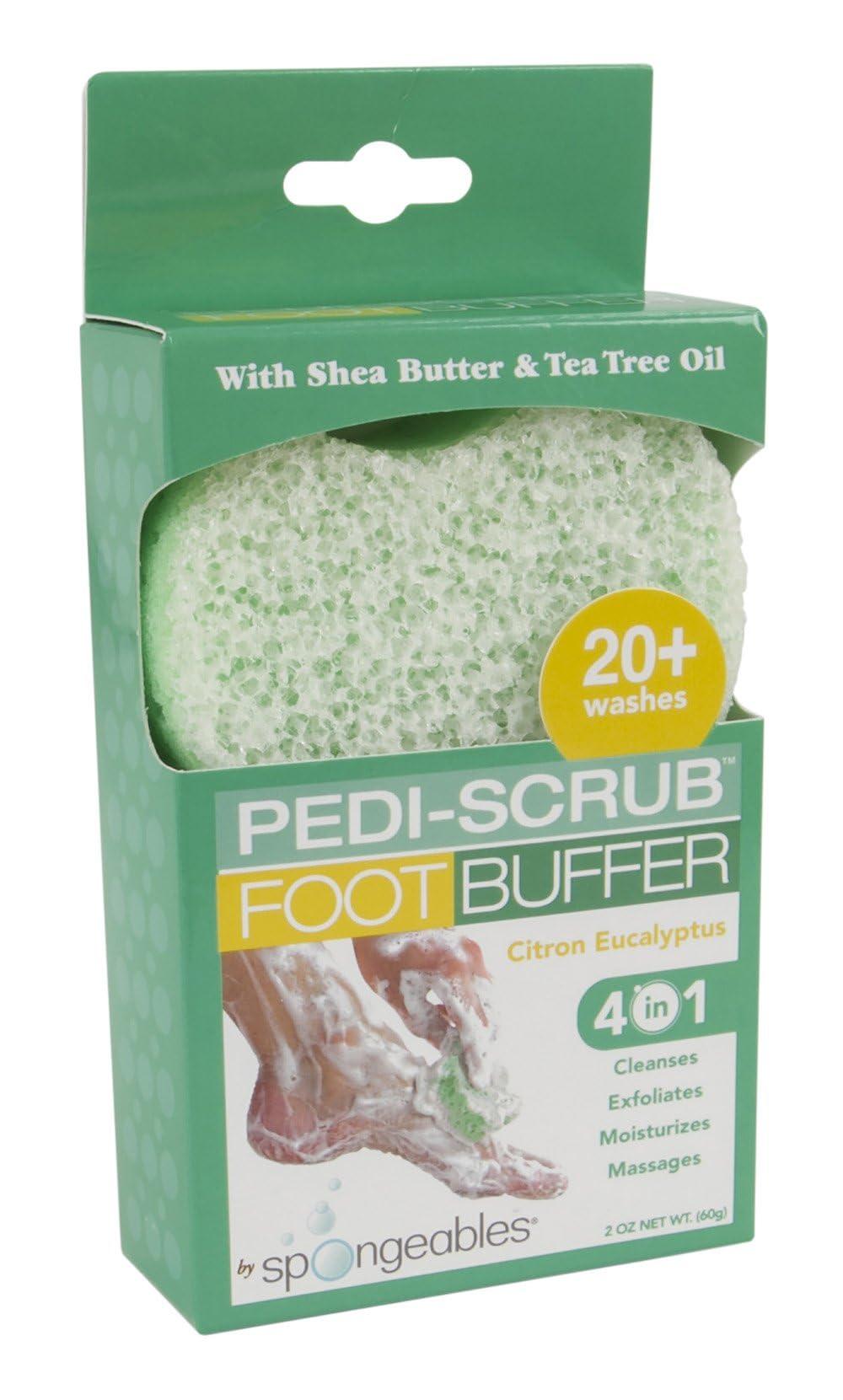 Spongeables Spongeables Pedi Scrub Foot Buffer 20+, Citron Eucalyptus Aromatherapy, 2-Ounce (Pack of 3)