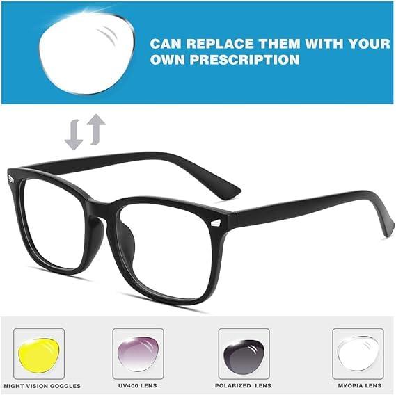 IFLASH IFLASH Zero Power Light Weight Computer Readers Blue Light Blocking Eye Glasses Men Women | Anti Glare UV Blu Ray light Filter Cut Reflection Protection Lens TR90 Frames (Black)