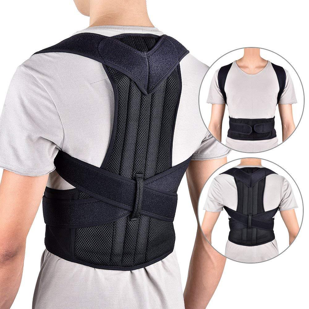 GION Gion Breathable Shoulder Brace Adjustable Posture Correction Shoulder Support Belt Back Pain Relief Double Bandage Cross Compression (XL)