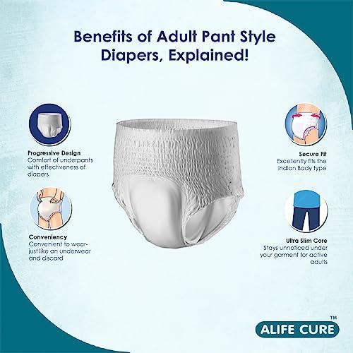 ALIFE CURE ALIFE CURE Unisex Overnight Premium Adult Diapers Pant Style 10 Pcs Non-woven Cottony Soft Fabric with High Absorbency