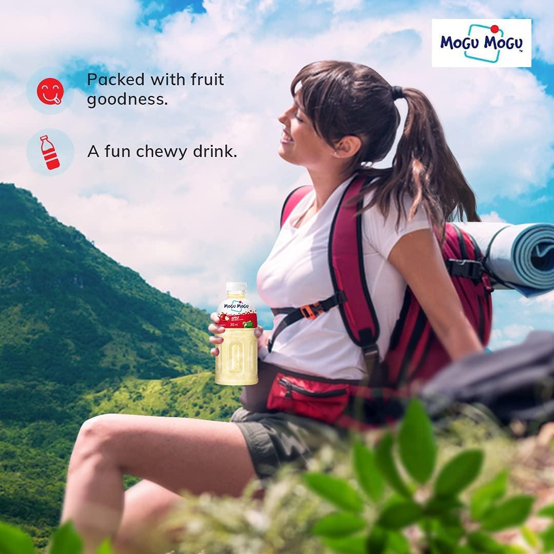 Mogu Mogu Mogu Mogu Apple Juice with 25% NATA De Coco | Energy Booster Drink | Full of Fruit Fibres | No Added Preservatives and Colours -300ml (Pack of 6)