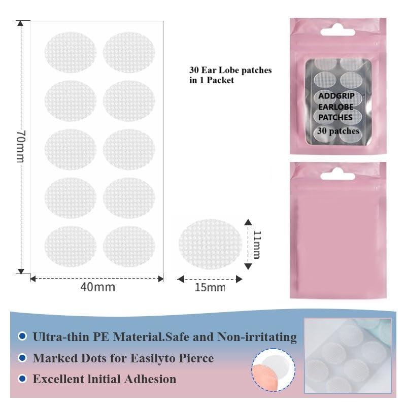 Generic AddGrip Invisible Ear Support Tape, EarLobe support patches for heavy earrings, ear sticker for heavy earrings, ear lifts for earrings , ear stopper for earring, earring support for heavy earrings (60 patches)