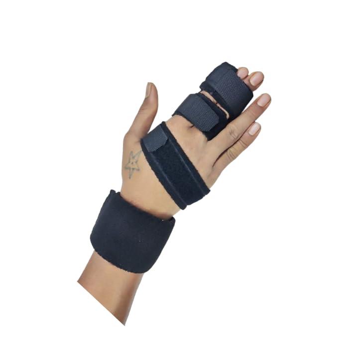 WITSOUL WITSOUL Two Fingers Splint Trigger Finger Adjustable Brace, Metal Straightening Immobilizer Splint Full Hand and Wrist Support fit Left and Right BOTH HAND (M)