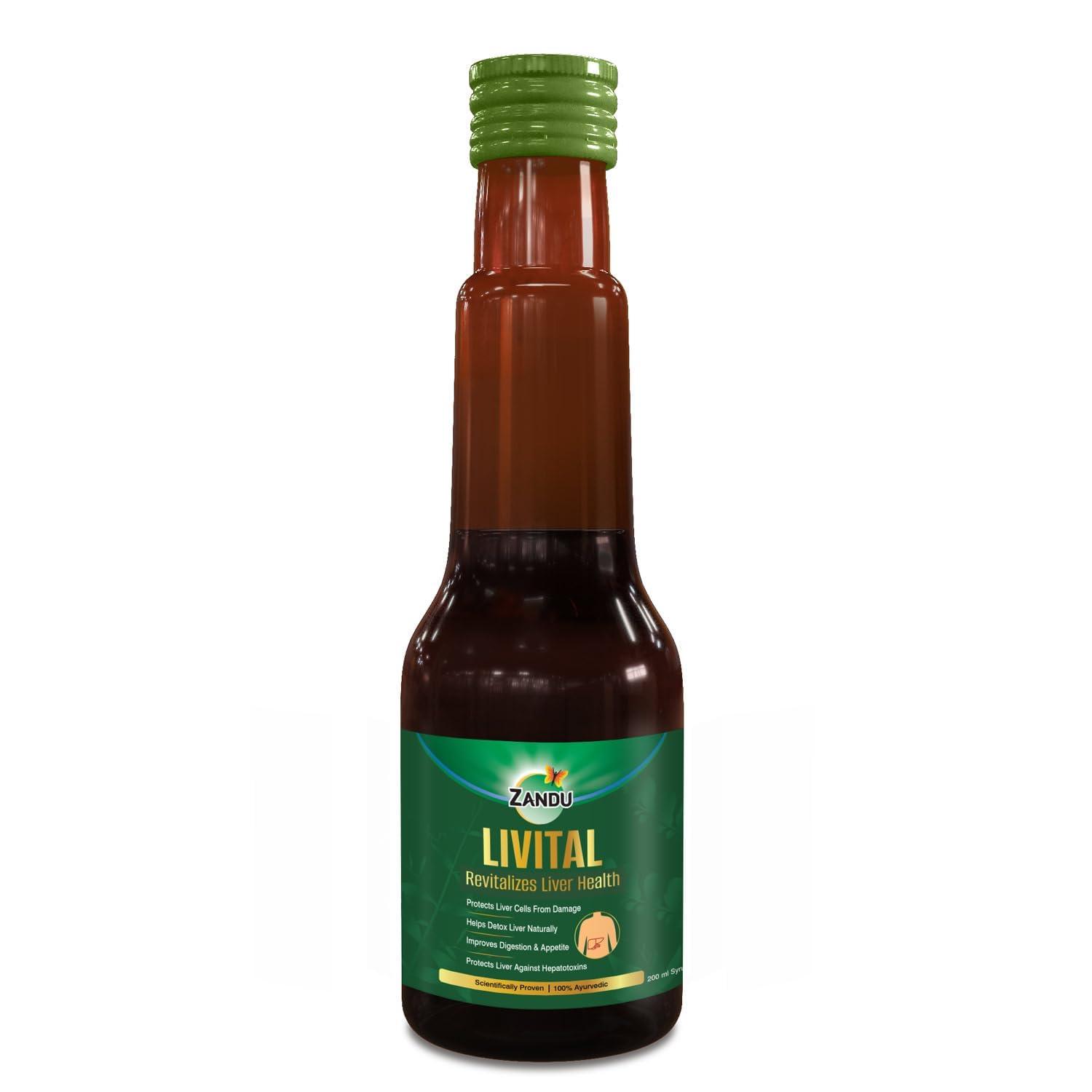 Zandu Zandu Livital Syrup 200ml | Aids in Liver Detox & Improves Digestion, Appetite |Scientifically Tested |100% Ayurvedic Ingredients | Protects Liver against various Hepatotoxins | Beneficial in Fatty Liver
