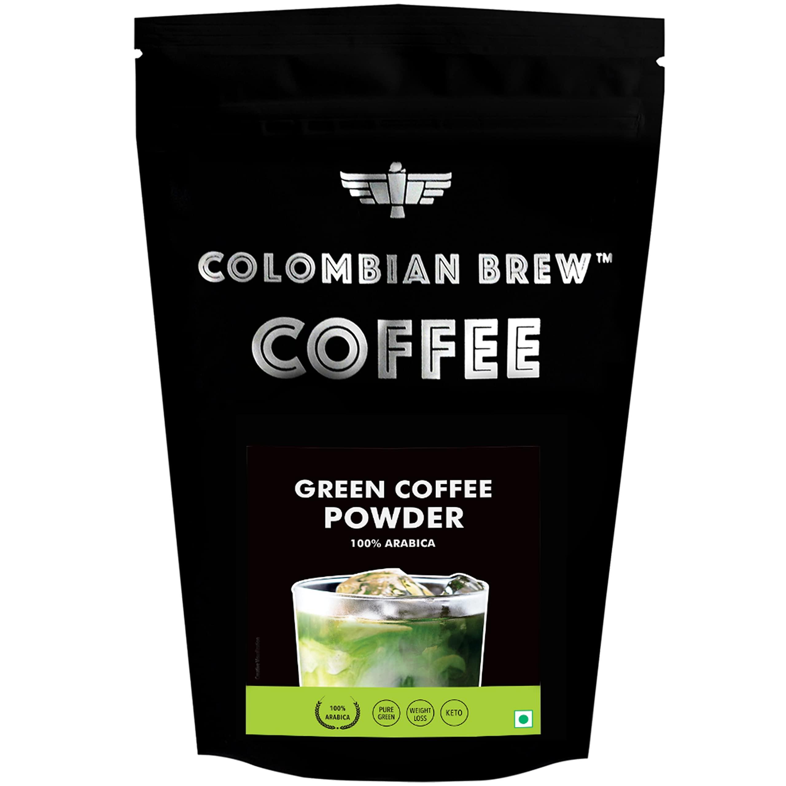COLOMBIAN BREW COFFEE Colombian Brew Coffee, 100% Arabica Green Coffee Powder 200g & Colombian Brew Blueberry Chocolate Mocha Instant Coffee, No Sugar Vegan, 50g