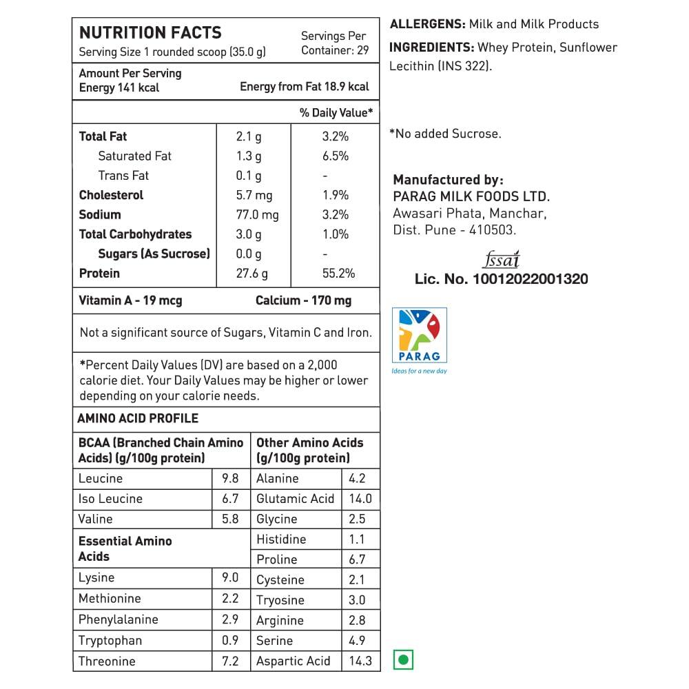 avvatar avvatar Whey Protein | 1 KG | Unflavoured | 27g Protein | 29 Servings | Isolate & Concentrate Blend