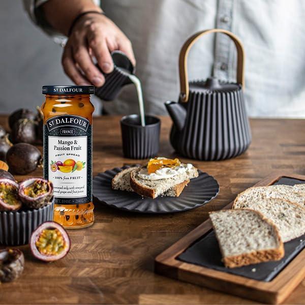 St DALFOUR ST. DALFOUR Mango & Passion Fruit Fruit Spread 284 G | No Added Sugar | 100% From Fruit | No Added Preservatives, Colours, Flavors Or Sweeteners | No Corn Syrup | Traditional French Recipe