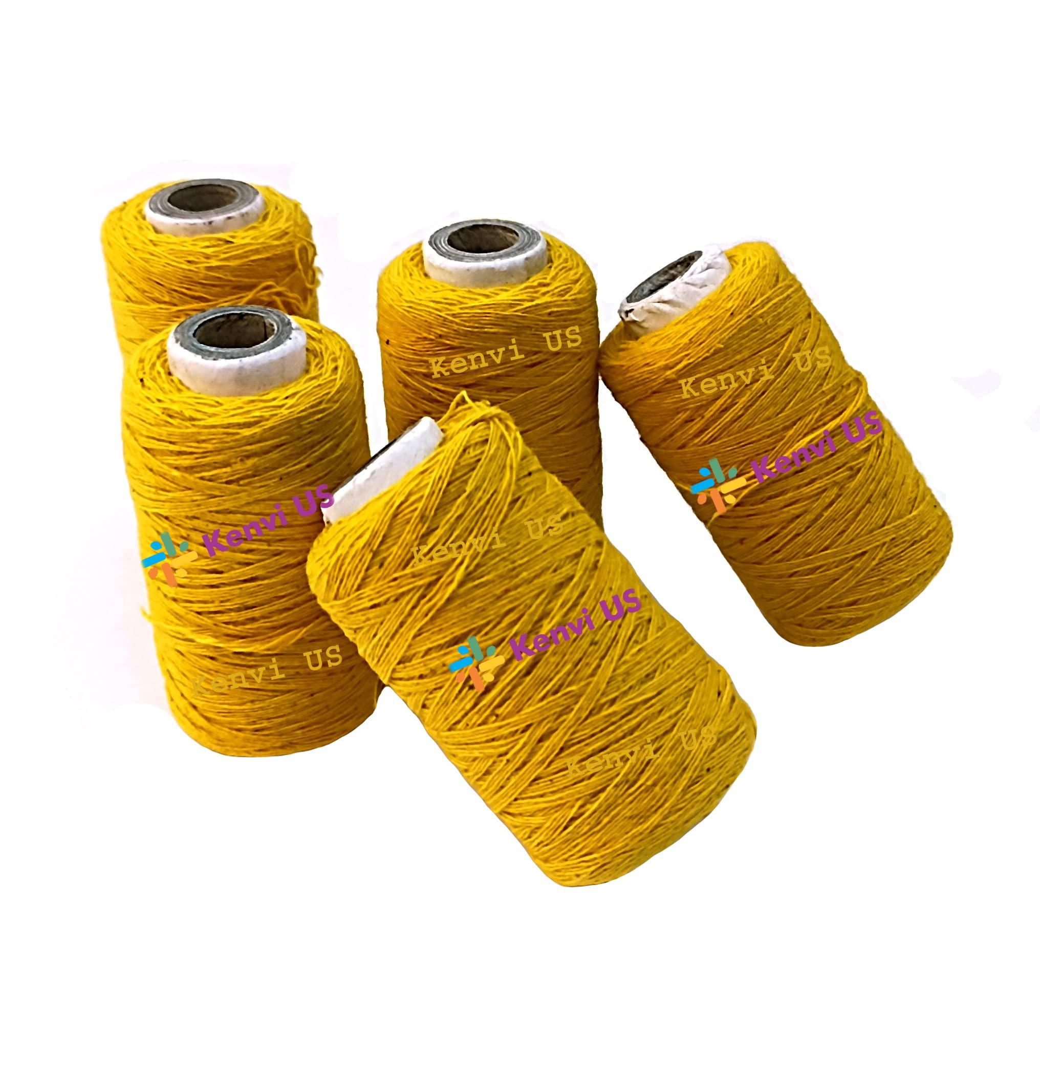 PUSHKART PUSHKART || Best Hindu Religious || Mouli Kalawa || Wrist Thread Band/Mouli Rakhi/Raksha Sutra || (Yellow Mauli Pack of 5 Pcs) || VB-02