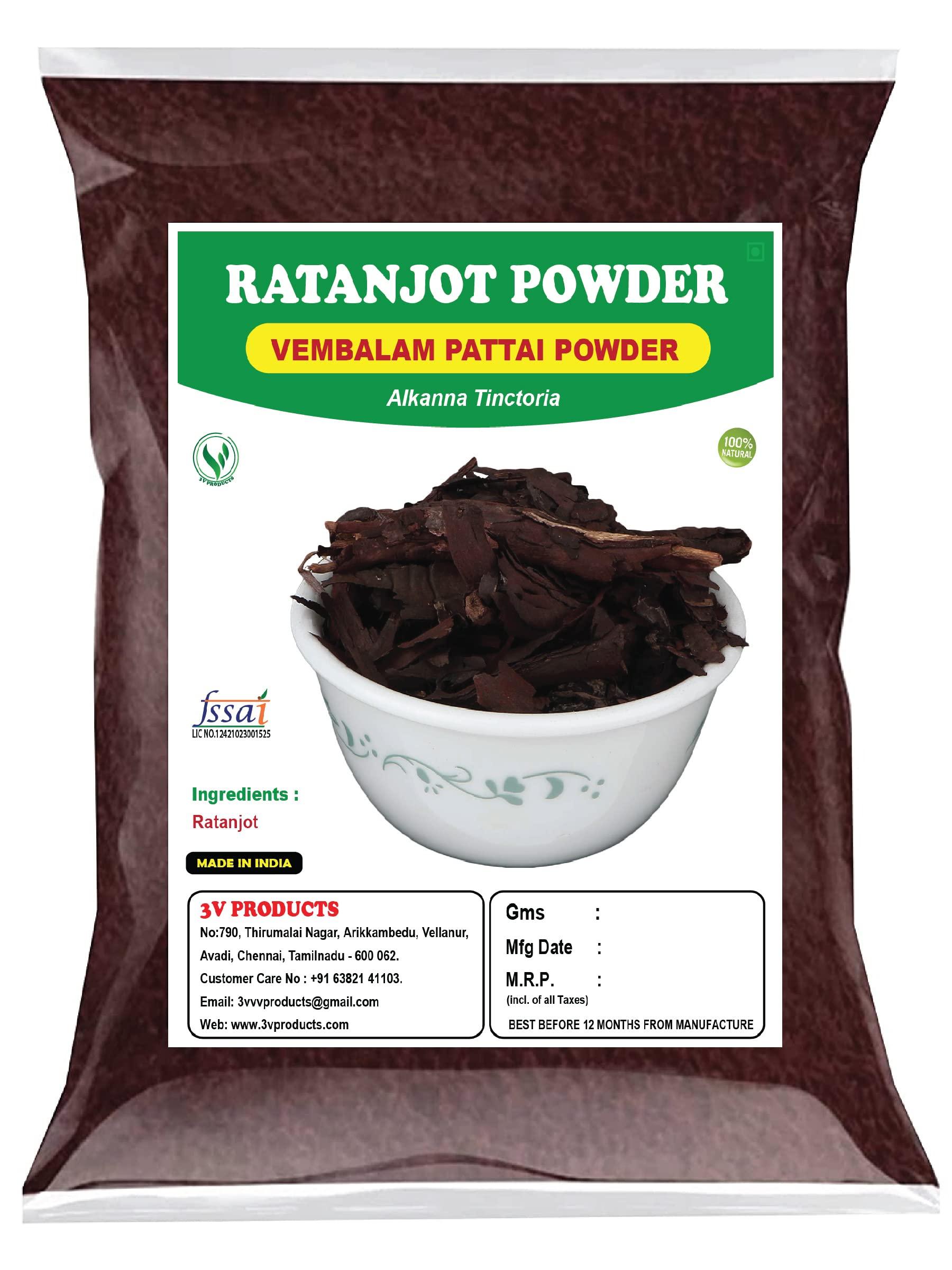3V PRODUCTS 3V PRODUCTS Ratanjot Powder 75g | Alkanet Root | Vembalam Pattai | Laljadi | Alkanna Tinctoria (Pack of 1)