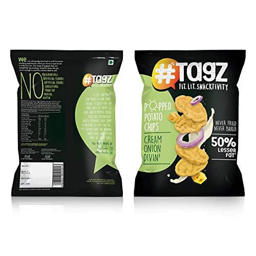 TagZ TAGZ Popped Potato Chips | Not Fried, Not Baked , No Cholesterol | Healthy Snack from TagZ  (Cream Onion Divin - Pack Of 5)