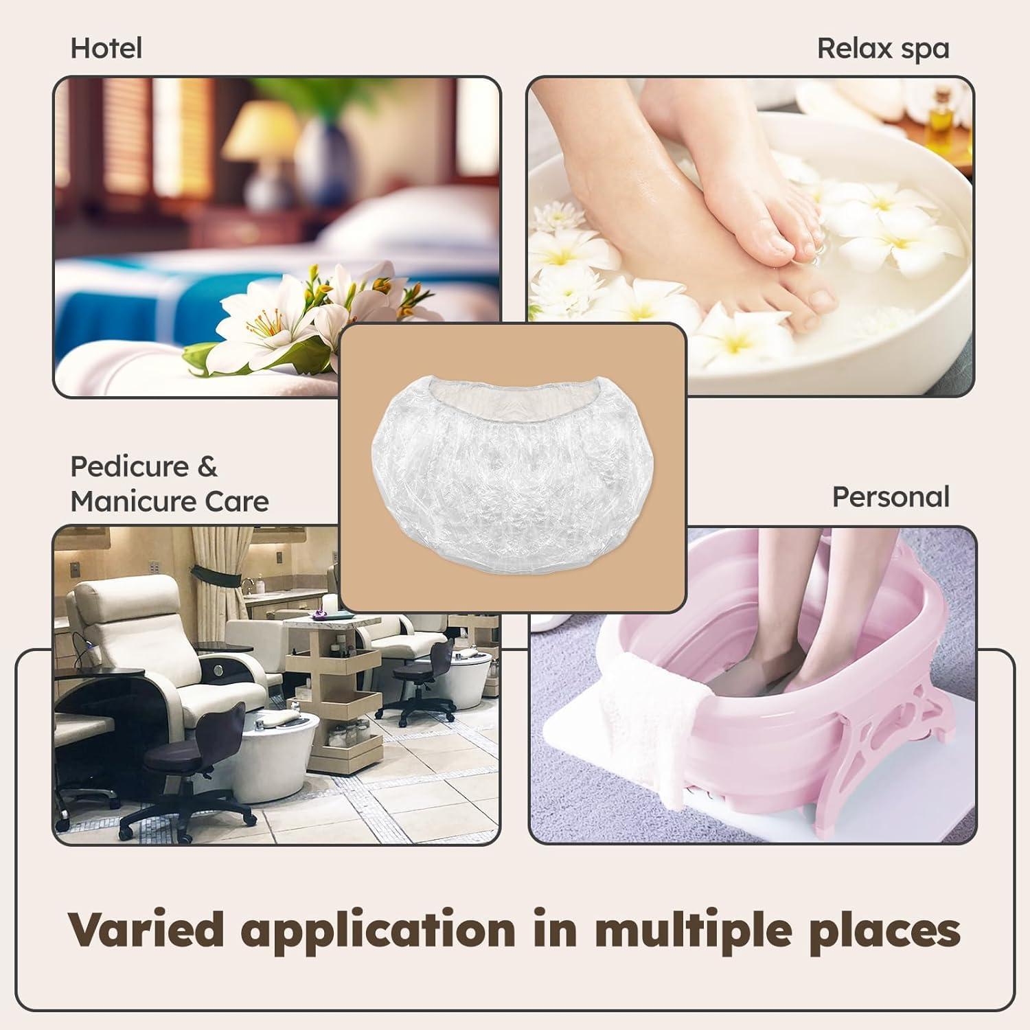 STORE77 STORE77 Premium Disposable Spa Chair Liners Elastic Bags, Pedicure Bowl Liners with Enhanced Thickness and Pedicure Liners Disposable Optimal Fit for Most Chair Spas, Foot Bath, Foot Tub, Clear - 100 PCS