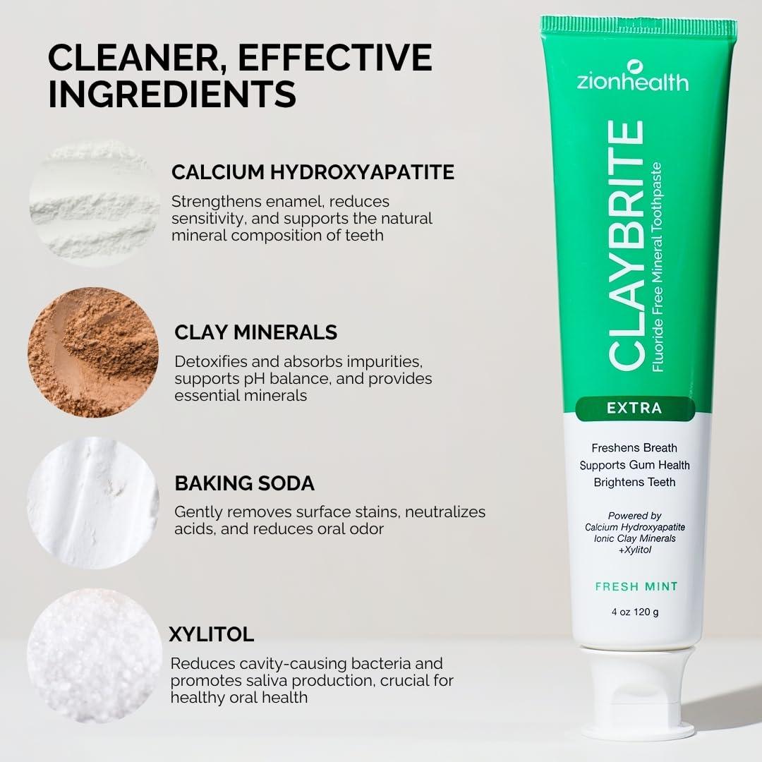 Zion Health Zion Health Claybrite Extra Strength Toothpaste, 3.2 Ounce