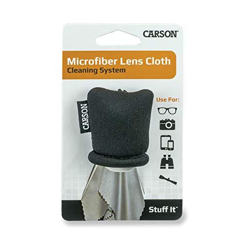 Carson Carson Stuff-It Microfiber Lens Cloth Cleaning System For Eyeglasses, Smartphones, Tablets, Optics, Lenses, Cameras and More - Black (SN-40BKAM)
