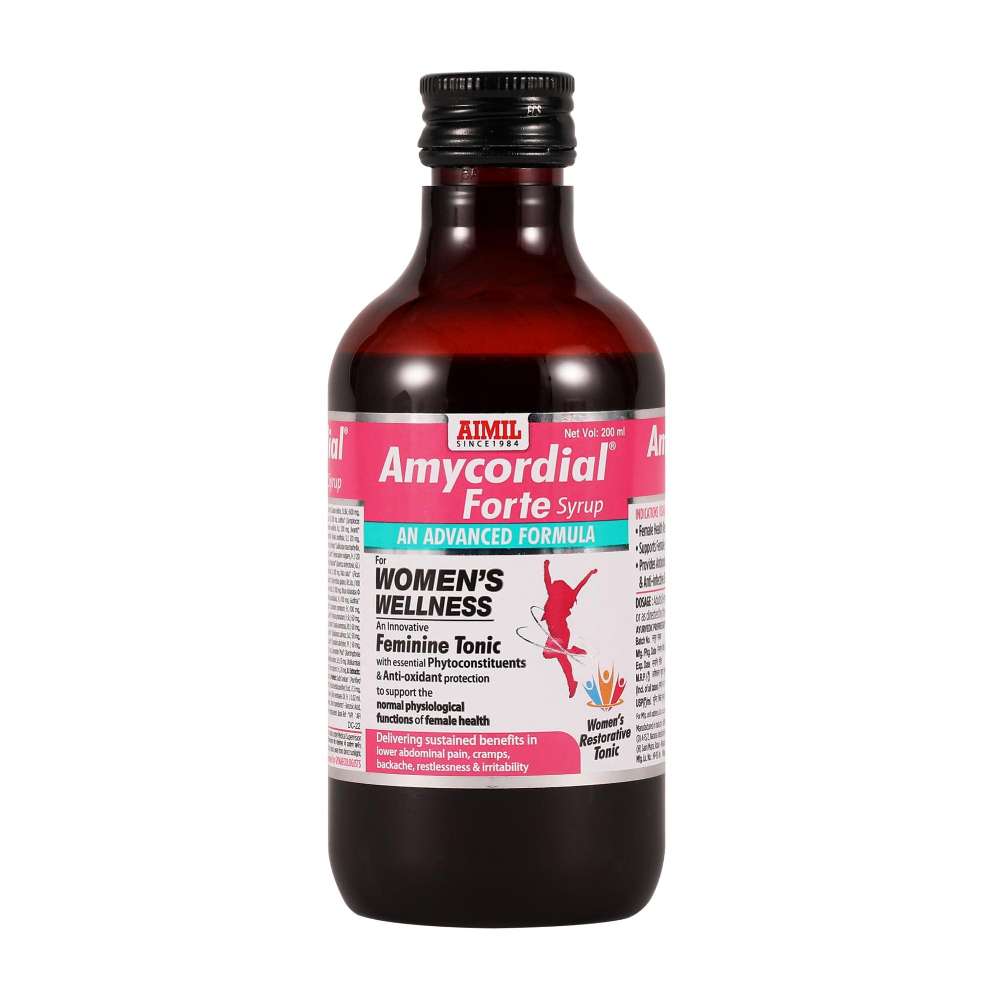AIMIL AIMIL Amycordial Forte Syrup - 200ml | Women Wellness | Feminine Tonic | Enriched with Antioxidants | Ashoka, Lodhra, Shatavari