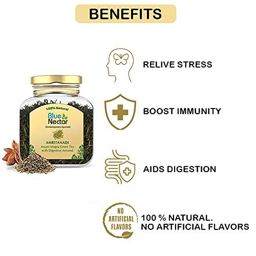 Blue Nectar Blue Nectar Amritanadi Assam Loose Green Tea Leaves (50 Gm + 15 Gm Free|30-33 Cups) (Digestive Aniseed) - 65 Gram