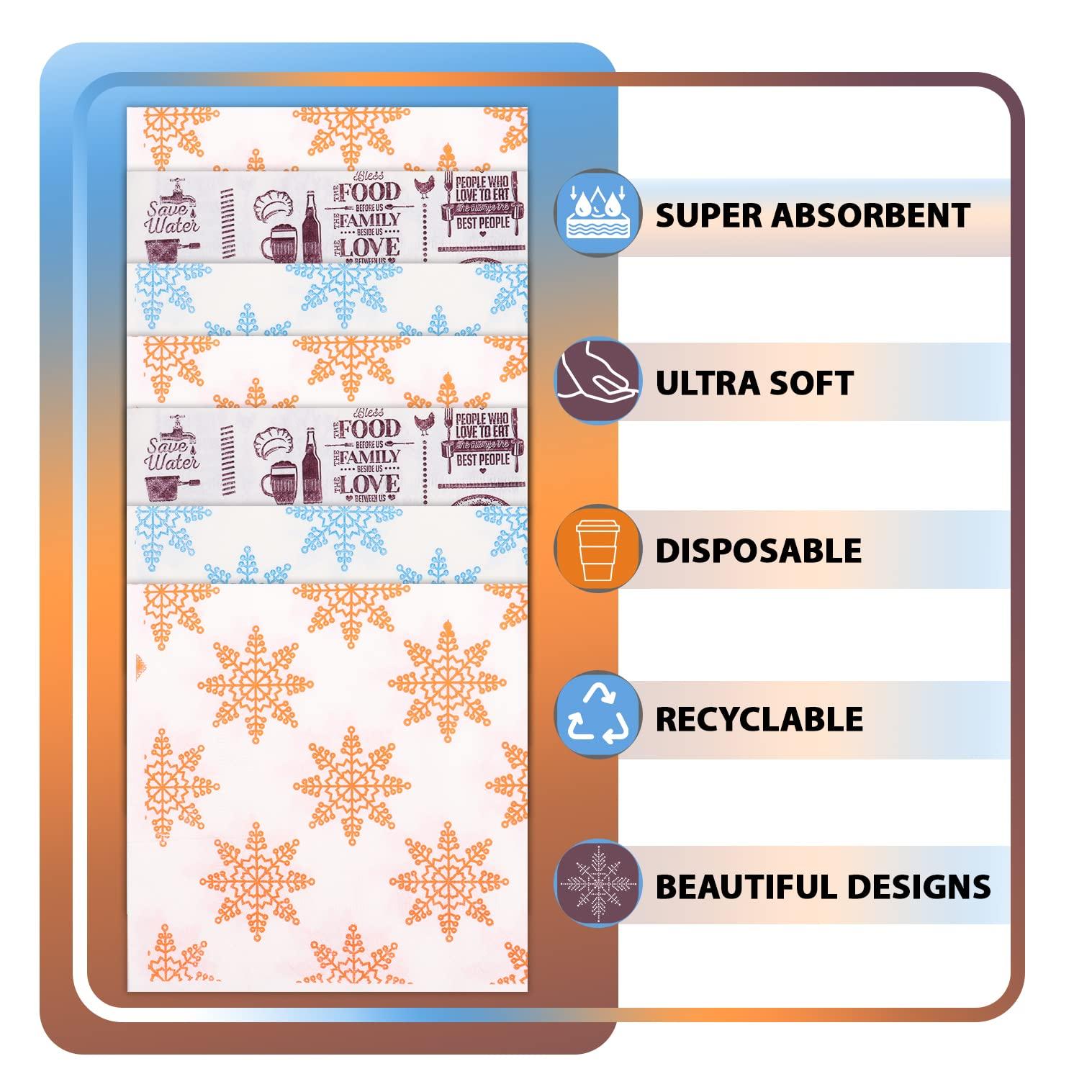 BREEZE BREEZE BRE001 2 Ply Paper Serviettes Cocktail Napkin Super Soft & More Absorbent Printed Tissue with 50 pulls (Pack of 6, 300 x 300mm,Brown, Blue and Orange)