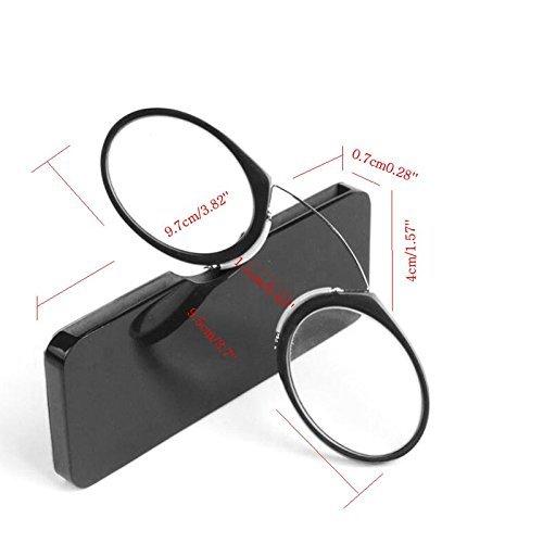 AEC ID Globus Go Everywhere Pince Nez Style Nose Resting Pinching Portable Reading Glasses With No Temple Arms Readers (+2.25, Black)
