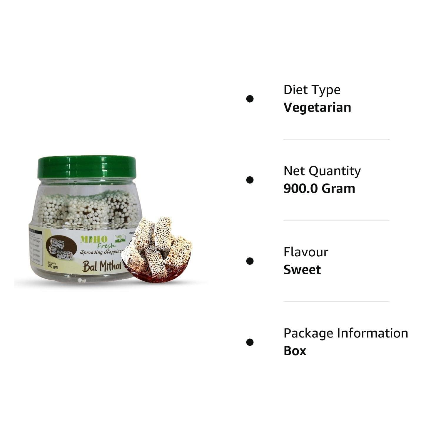 Miho Fresh Mihofresh Uttarakhand Famous Bal Mithai| Famous Indian Sweets Box | Uttarakhand Sweet Made with Pure Desi Ghee,Khoya & Sugar Balls | (600G | Pack of 2 x 300Gm)