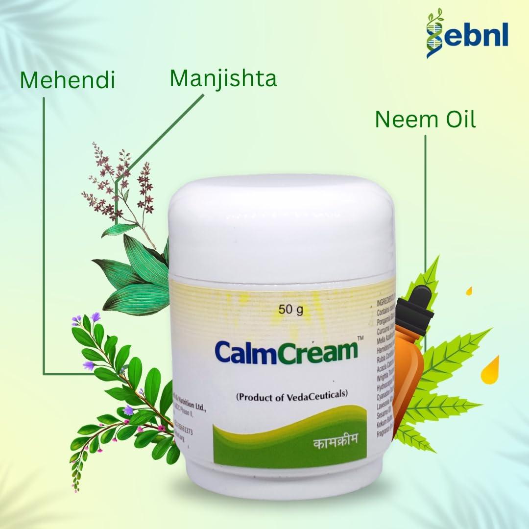 ebnl Ebnl Ayurvedic Calm Cream 50gm | Healing Ointment for Bruises, Burns, Sores, Ulcers, Skin Cracks, Scars, Rashes, Redness, Fungal Infections, Eczema Relief | Injury Scar | Surgery Scar | Scar Removal Cream | Keloid Remover | Safe for Infants & Babies