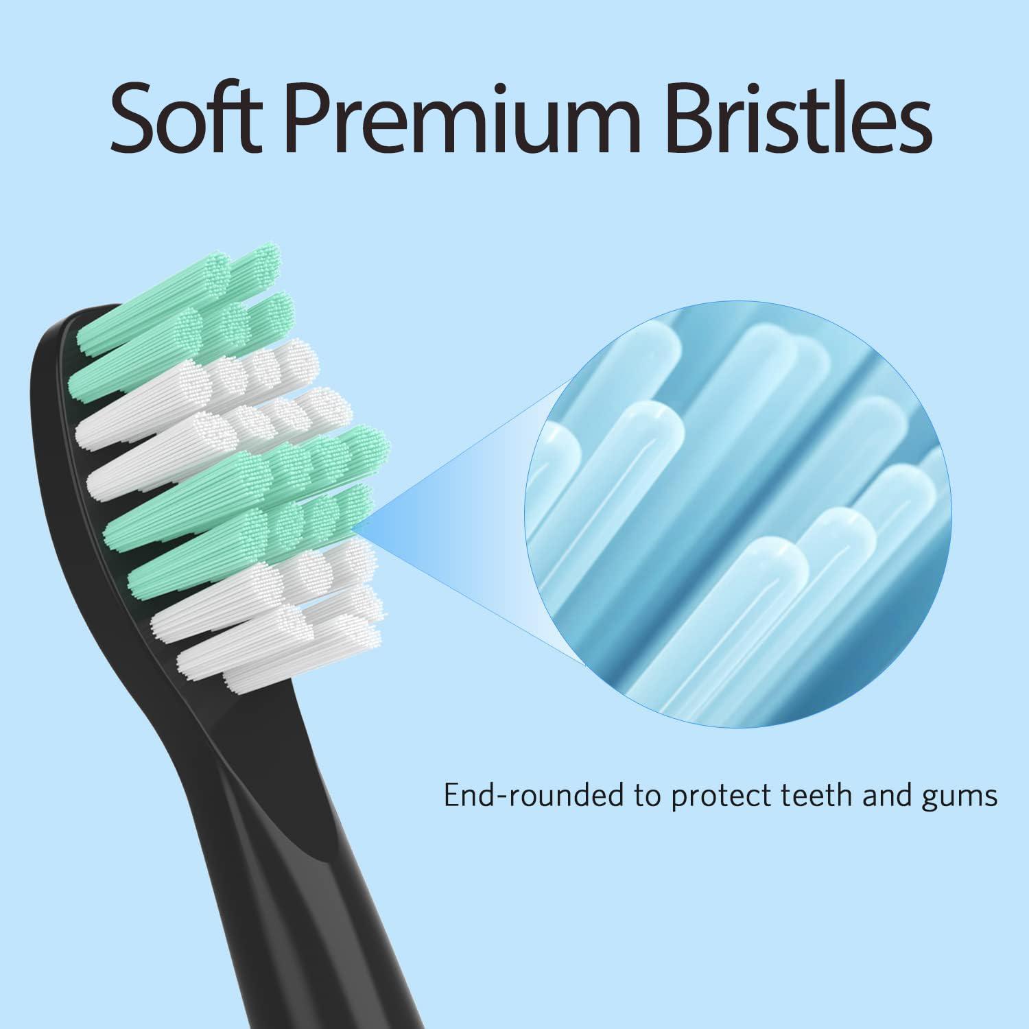 Senyum Senyum Electric Toothbrush Replacement Heads Compatible with Fairywill Toothbrush, 10 Pack Black