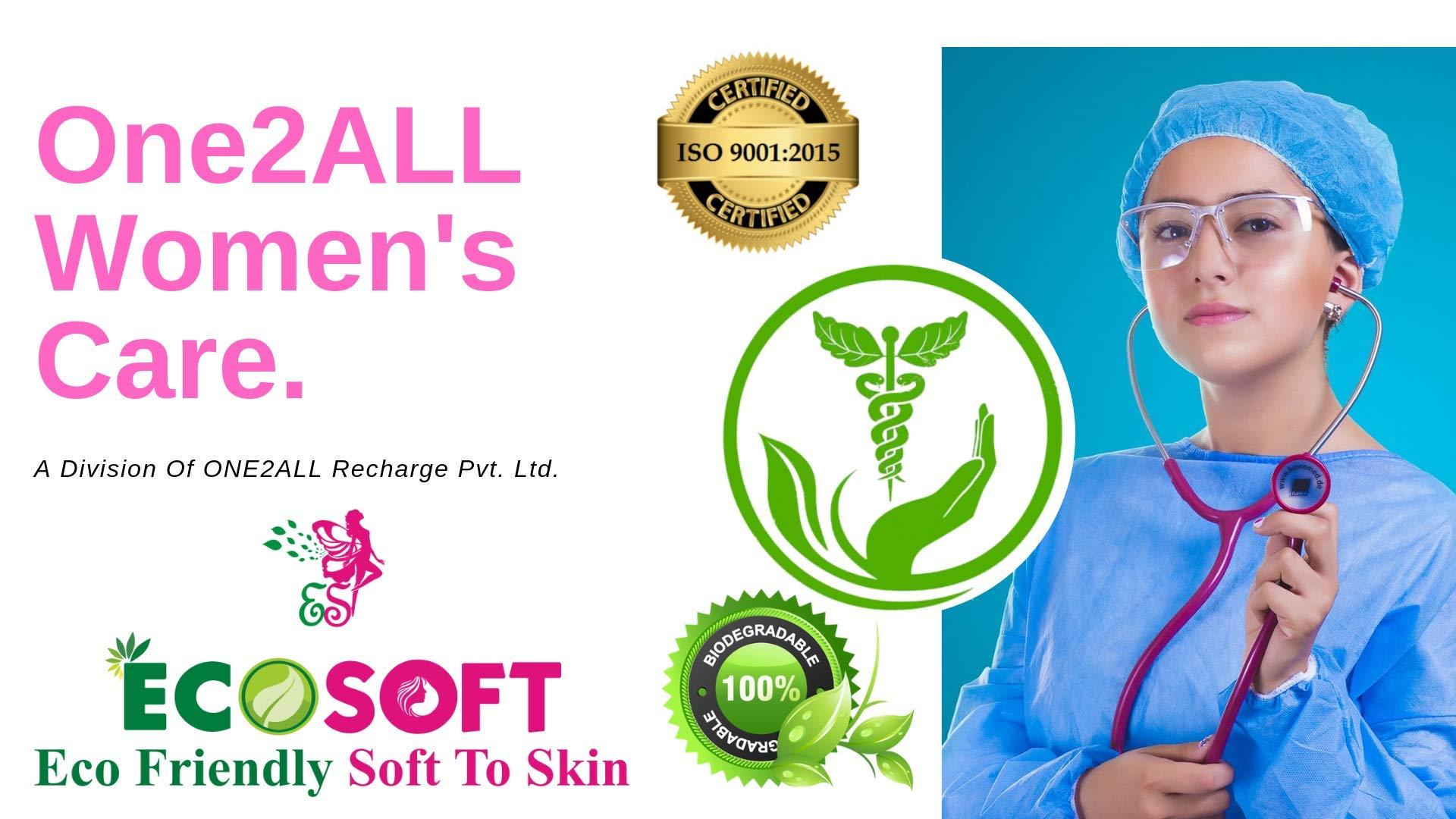 ECOSOFT ECOSOFT Premium Sanitary Pads Bamboo Fiber 100% Biodegradable Iso 9001-2015 And Iso 14001-2015 Certified Xl Size-280 Mm. Pack of 4 Box (28 Pads).