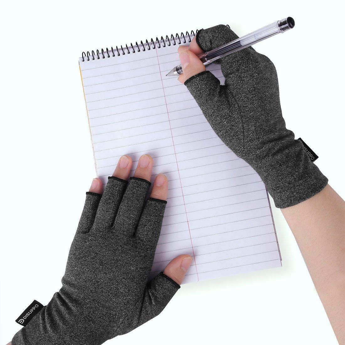 DISUPPO Arthritis Compression Gloves Relieve Pain from Rheumatoid, RSI,Carpal Tunnel, Hand Gloves Fingerless for Computer Typing and Dailywork, Support For Hands And Joints by DISUPPO (Medium Gray)