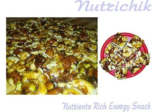 Nutrichik Nutri Nuts Mix Quad Chikki - Mixed Nut Chikki - Dry Fruit Chikki - Nuts Mix Quads - 200gm (4 Packs)