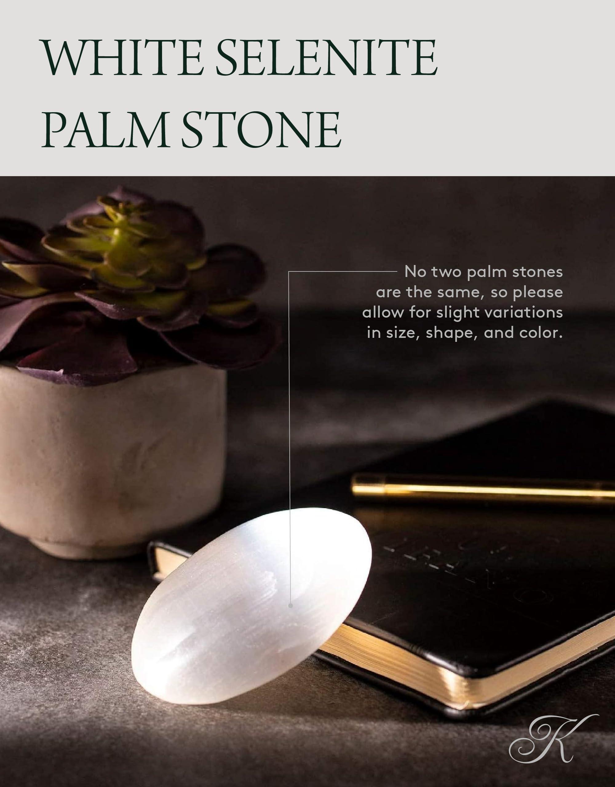 KALIFANO Natural Selenite Crystal Palm Stone - Healing Stone - Morocco